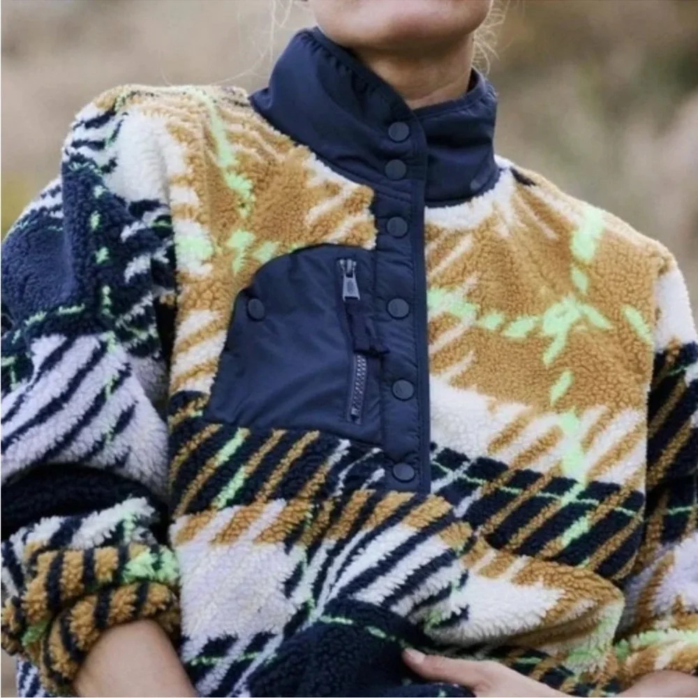 NEW Free People Movement Hit The Slopes Rocky Ridge Plaid Pullover Jacket S - Picture 3 of 11